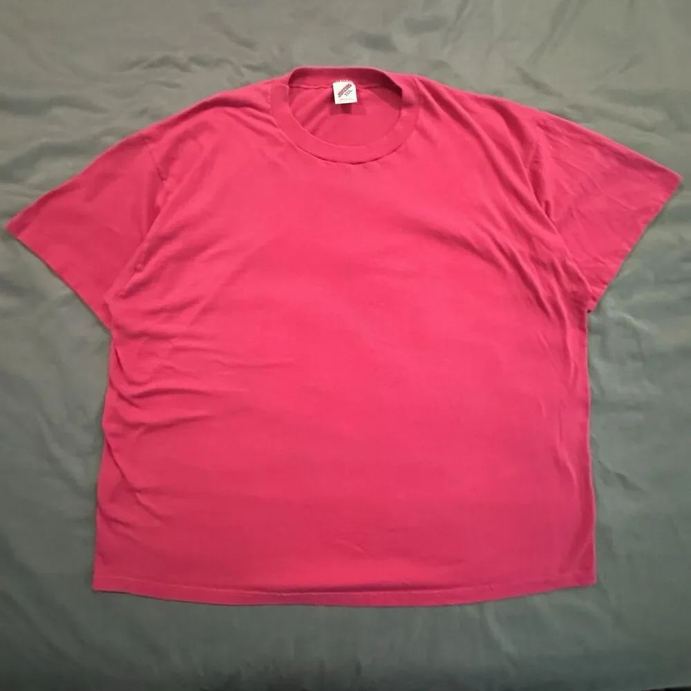 Vintage 90s Blank T-Shirt Mens 3XL Vibrant Pink Made in USA Crewneck Cotton